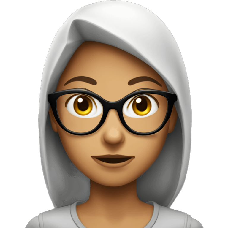 Tanned girl burglar with glasses emoji