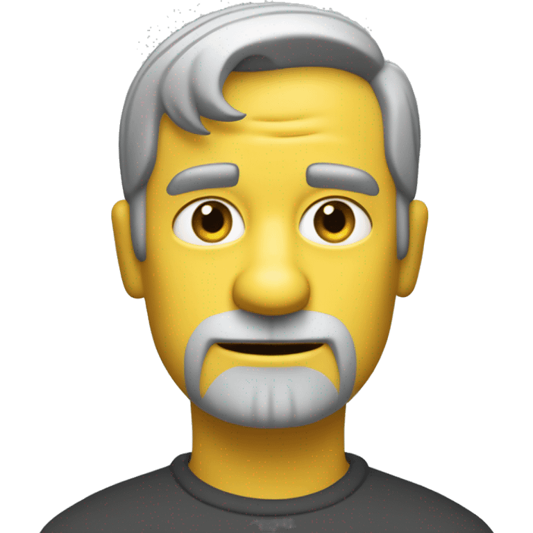 generate image of me with short grey cut hair, without mustache and a shadow of gray beard  in the style of Matt Groening, creator of the Simpsons cartoons with yelow skin emoji