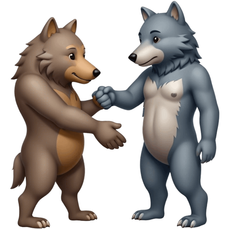 Wolf and Bear shake hands emoji