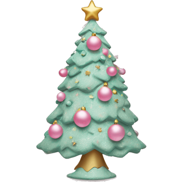 Pastel pink decorated Christmas tree emoji