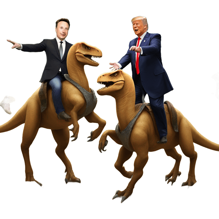 elon musk and trump jousting on dinosaurs  emoji