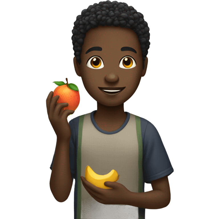 black boy holding a fruit emoji