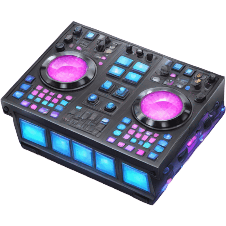 Realistic isolated DJ Sound control board with pink,blue,and purple sparkling diamonds and rhinestones on it. emoji