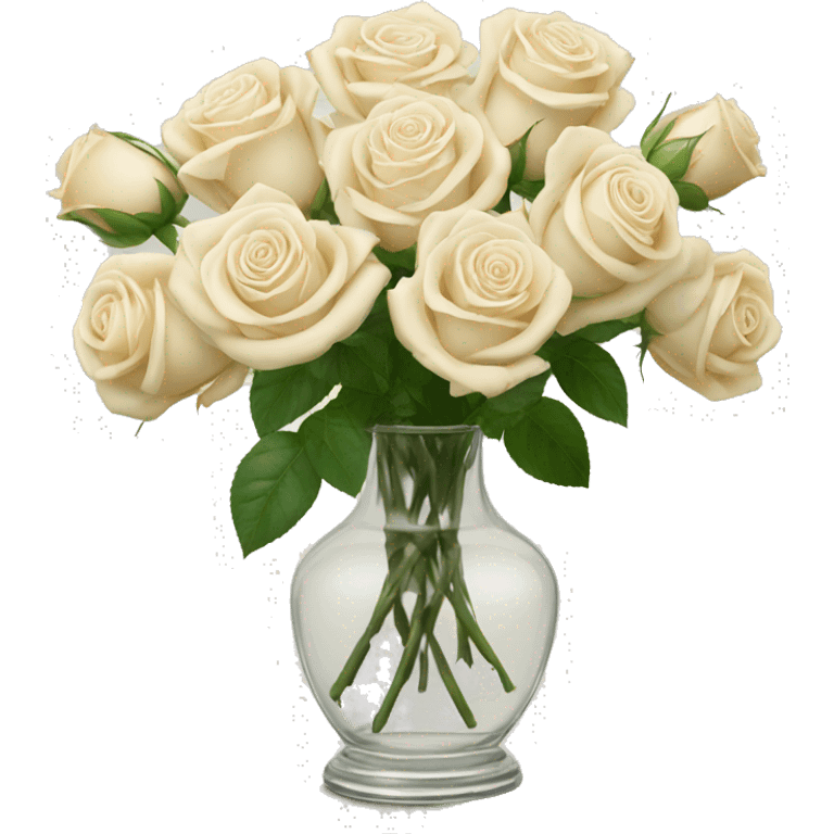 Cream color roses in glass vase emoji