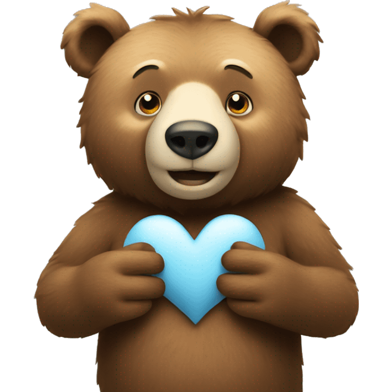 A bear making a heart with his hands emoji