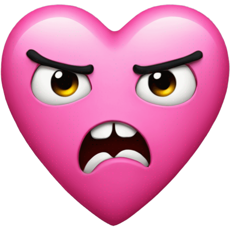 pink heart with angry face emoji