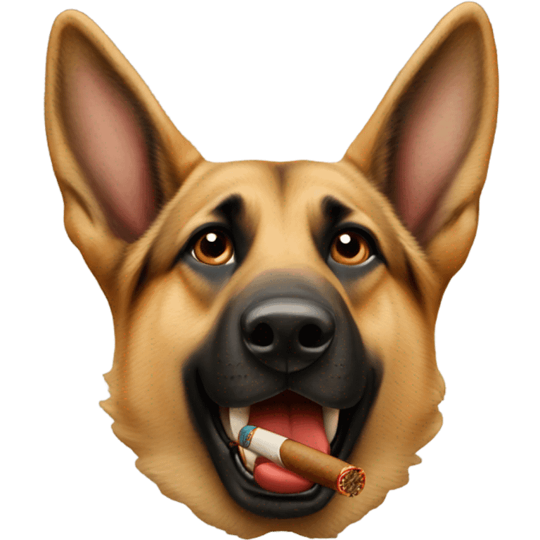 German shepherd smoking a cigar  emoji