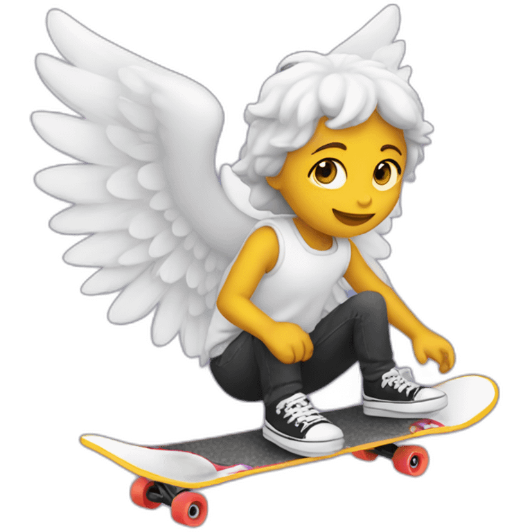 angel riding skateboard emoji