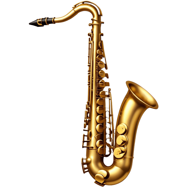 Cinematic Realistic Saxophone, smooth, curving golden brass body, intricate keywork reflecting soft warm light, rich patina adding character, glowing with a jazzy and atmospheric presence. emoji