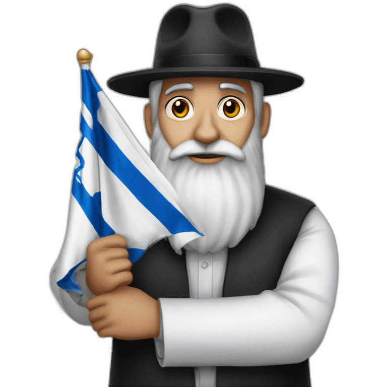 rabbin with Sidelocks holding israel flag in his hands emoji