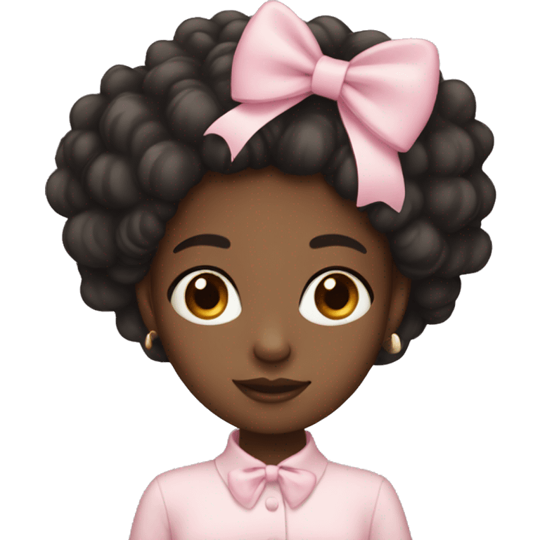 Black Girl with light pink bow  emoji