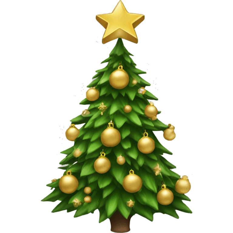 christmas tree with gold decoration emoji