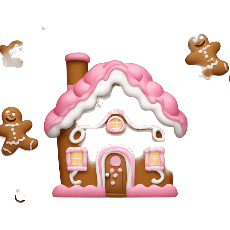 Pink and white ginger bread house emoji