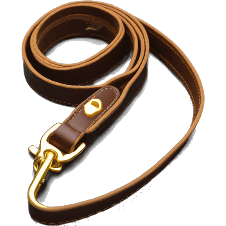 Brown dog leash with golden carabiner and hand strap  emoji