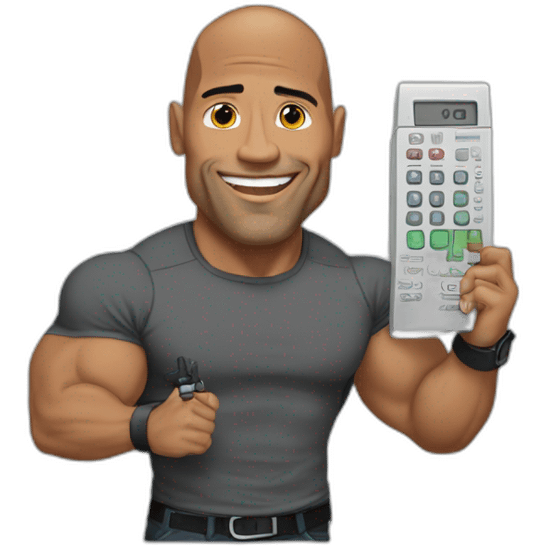 the rock with a compter emoji