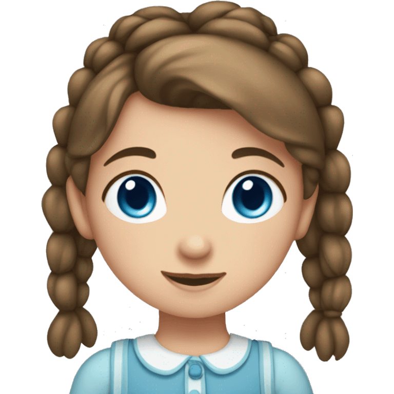 Little girl with brown hair in pigtails and bows and with blue eyes emoji