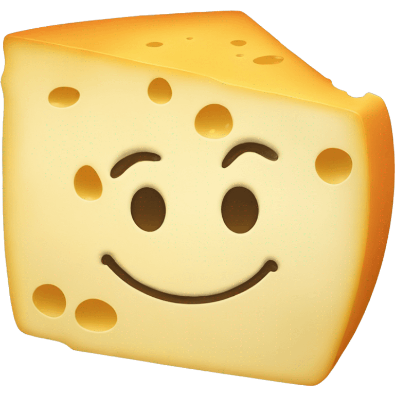 Cheese block with a cute smiley face  emoji