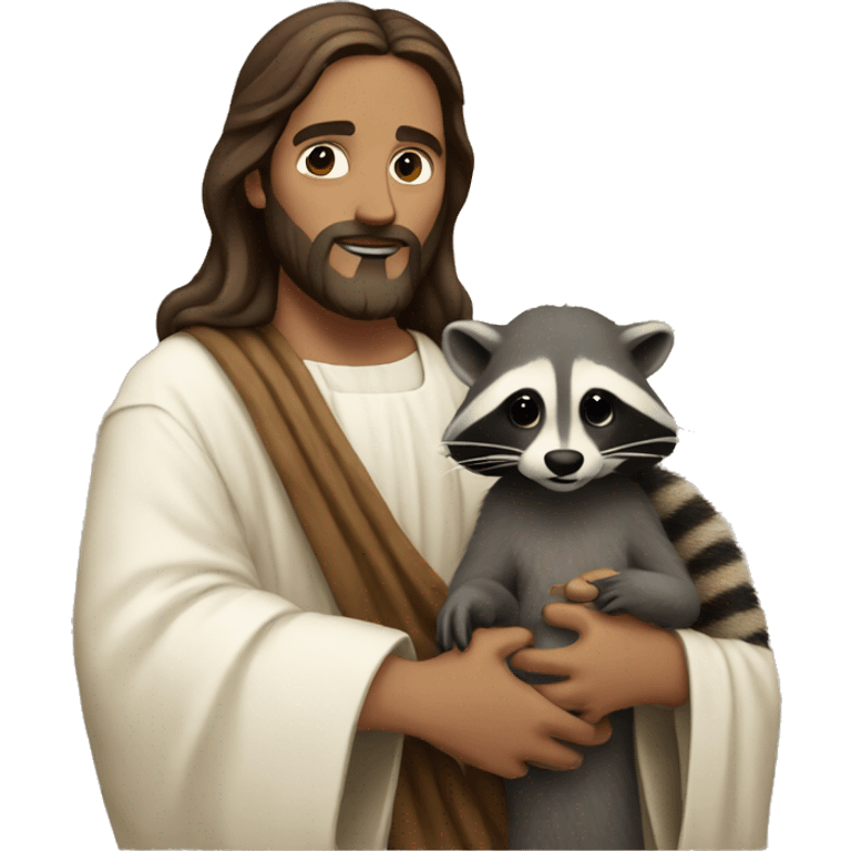 jesus holding a raccoon  emoji