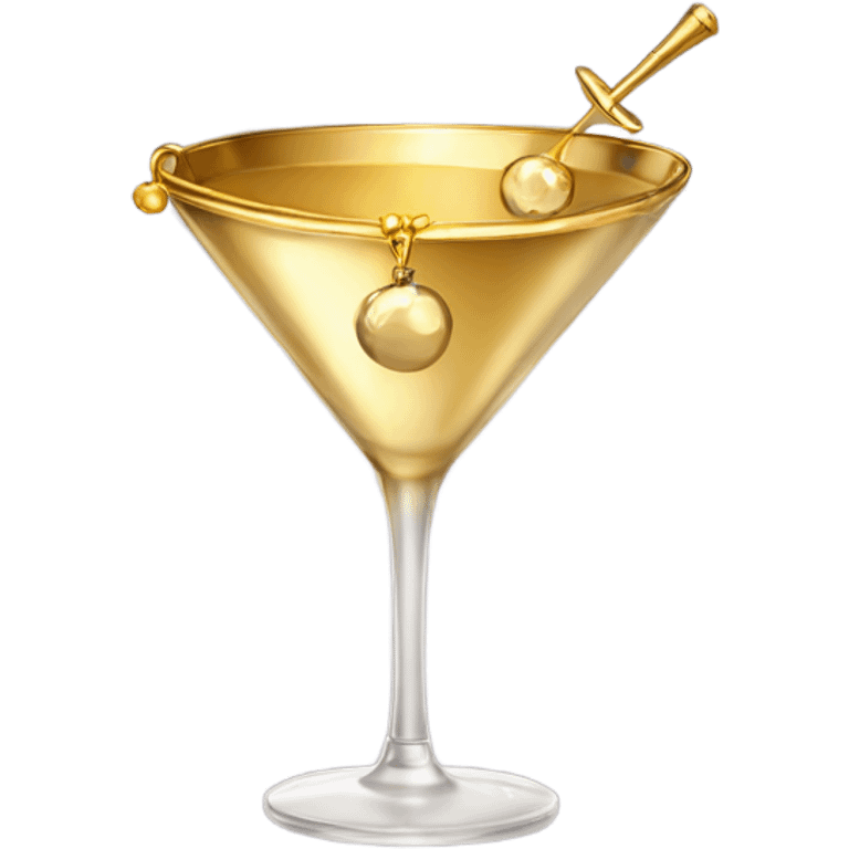 gold rimmed martini glass with tiny gold bows emoji