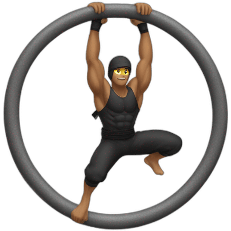 Ninja Warrior athlete, hanging from rings emoji