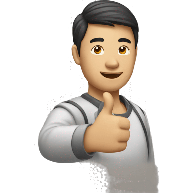 asian man doing thumbs up emoji