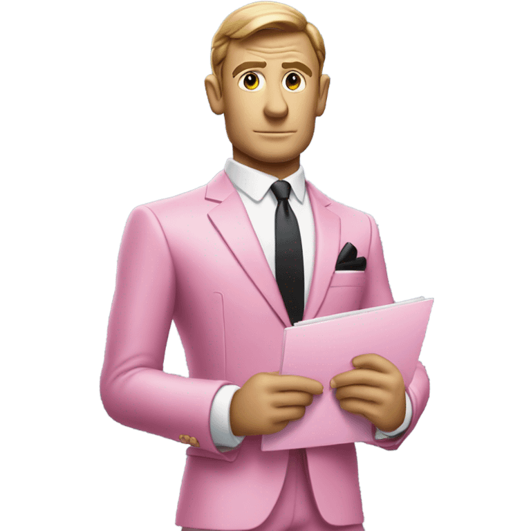 james bond in pink suit carrying an email icon emoji