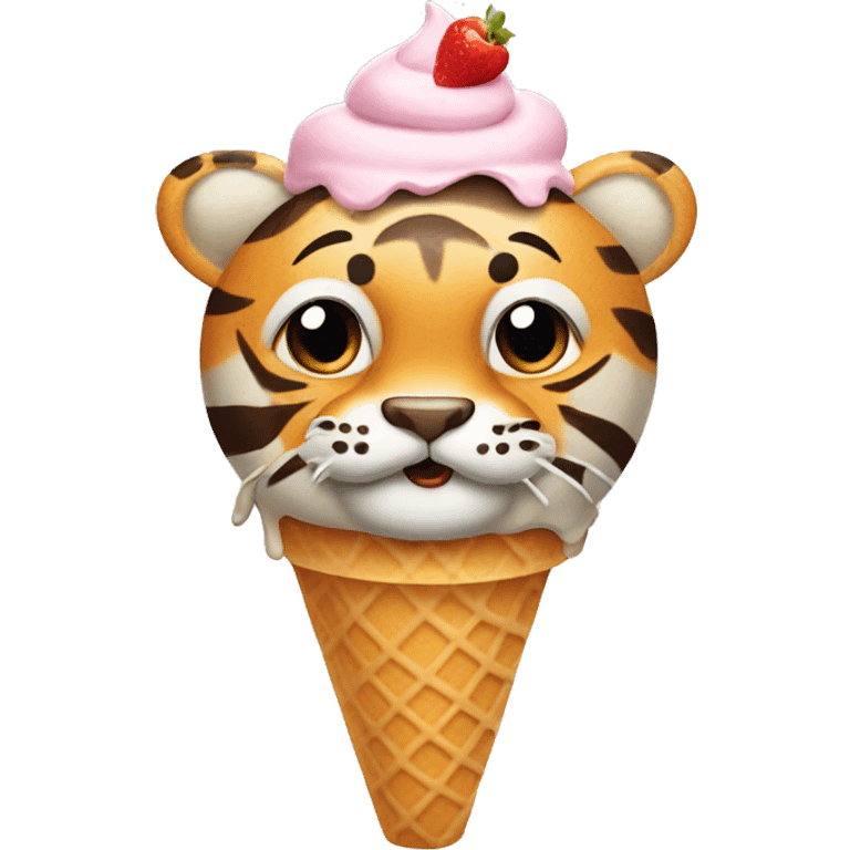 Ice cream tiger emoji