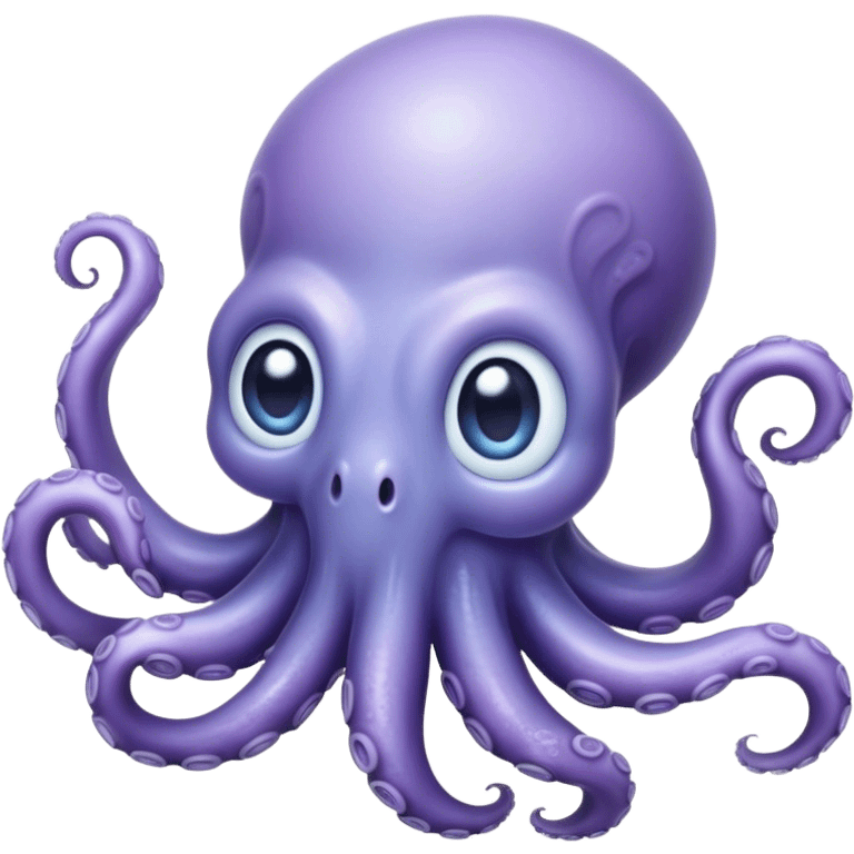 Cinematic Noble Baby Octopus Portrait Emoji, Poised and graceful, with a soft, rounded, slightly translucent body in a dreamy light blue-purple hue, large, glistening eyes full of quiet intelligence and mystery, delicate, flowing tentacles curling gently, Simplified yet sophisticated features, highly detailed, glowing with a soft, ethereal oceanic radiance, high shine, elegant and serene, stylized with an air of deep-sea wonder, focused and tranquil, soft glowing outline, capturing the essence of an otherworldly, intelligent little cephalopod, floating effortlessly in the gentle ocean currents! emoji