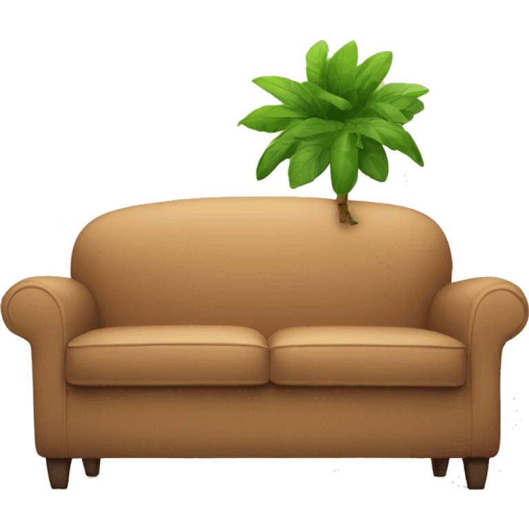 couch with a plant on the side and a table emoji