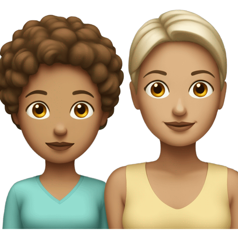 White mom with brown daughter relaxing  emoji