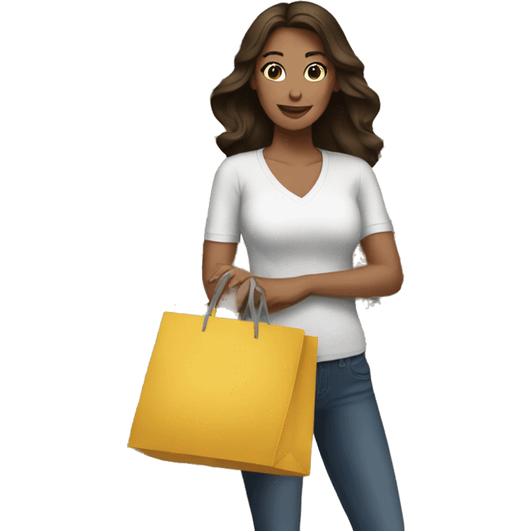 Brunette woman shopping  emoji