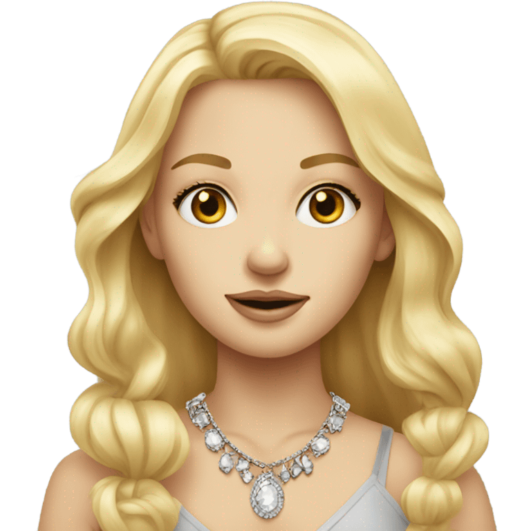 blonde girl portrait with jewelry with grey eyes emoji