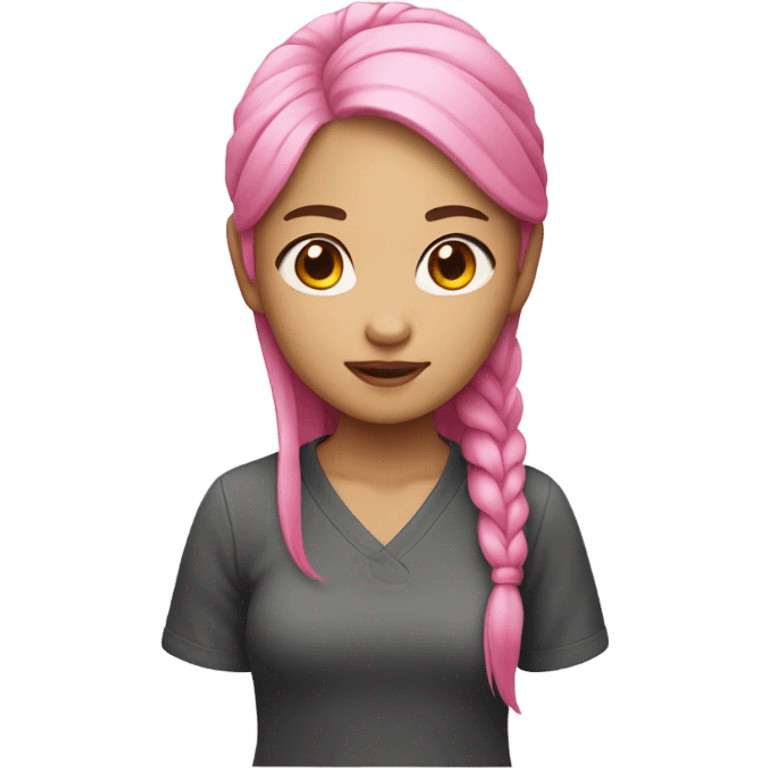 asian girl with pink hair  emoji