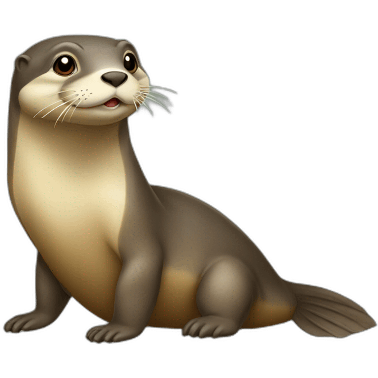 Une loutre au-dessus d'une tortue emoji