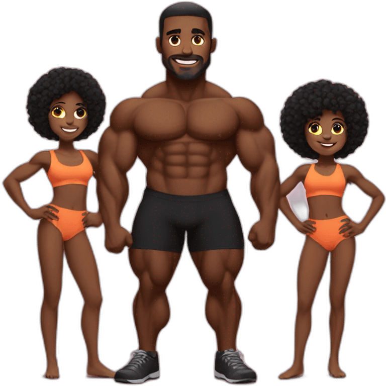 Black body builder family  emoji