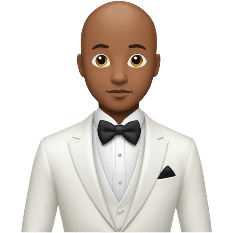 Bald black man in white tuxedo  emoji