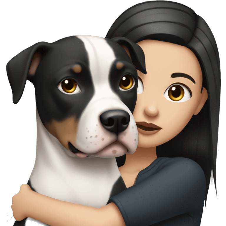 White Girl with black hair with a pitbull emoji