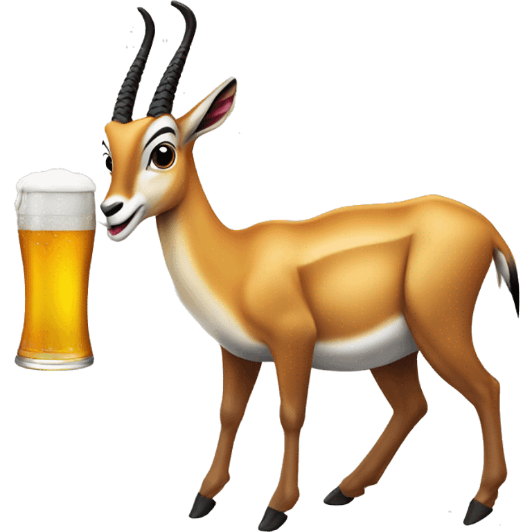 Springbok holding a beer and braai-ing meat emoji