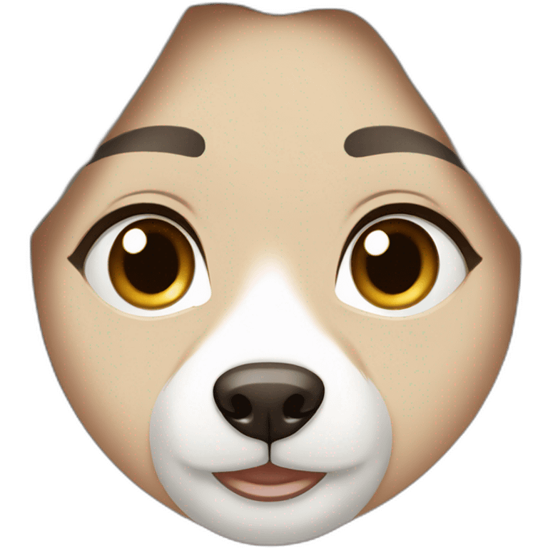 Long Brown hair woman  hazel eyes with husky emoji