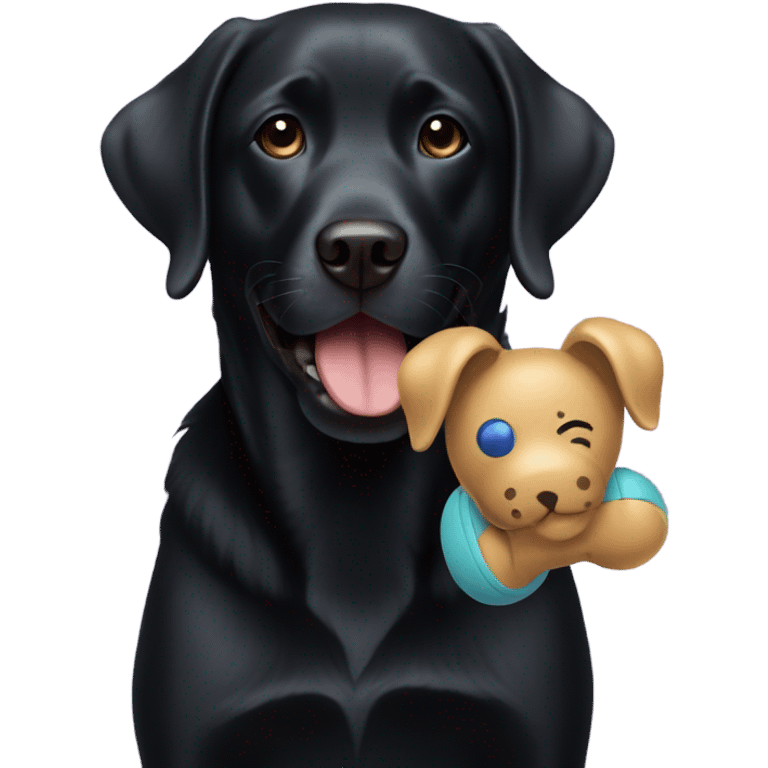 black labrador with toy emoji