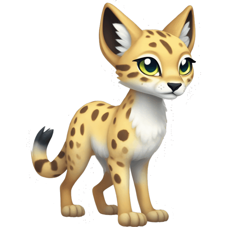 Cute Kawaii Epic Ethereal Sparkly Colorful Sergal-Serval-Caracal-Vernid full body emoji