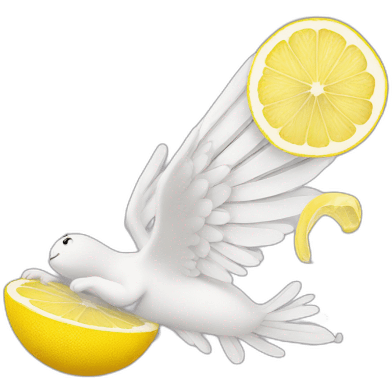 A lemon with wings emoji