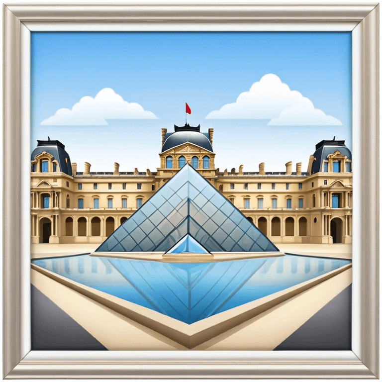 Louvre Museum Landmark Emoji – Showing the glass pyramid entrance with the historic palace in the background. emoji