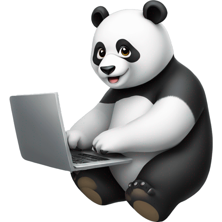 Panda working on laptop emoji