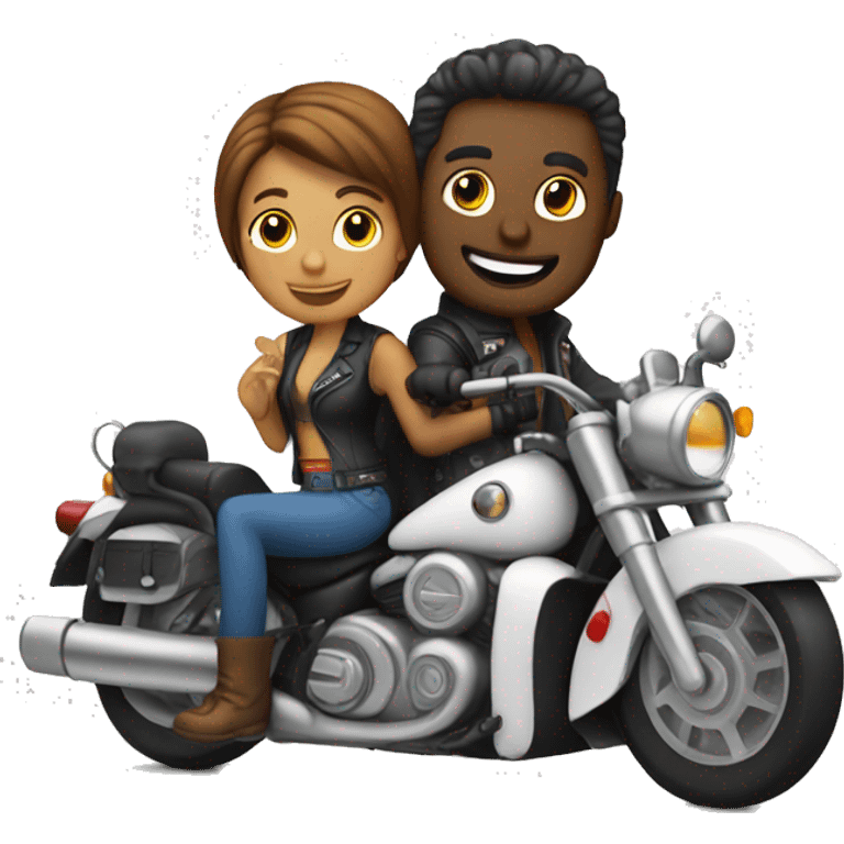 Couple on motorcycle white emoji