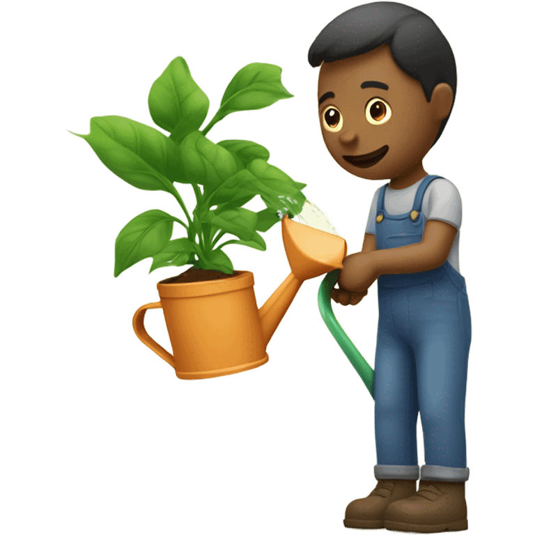 watering a plant,  with human  emoji