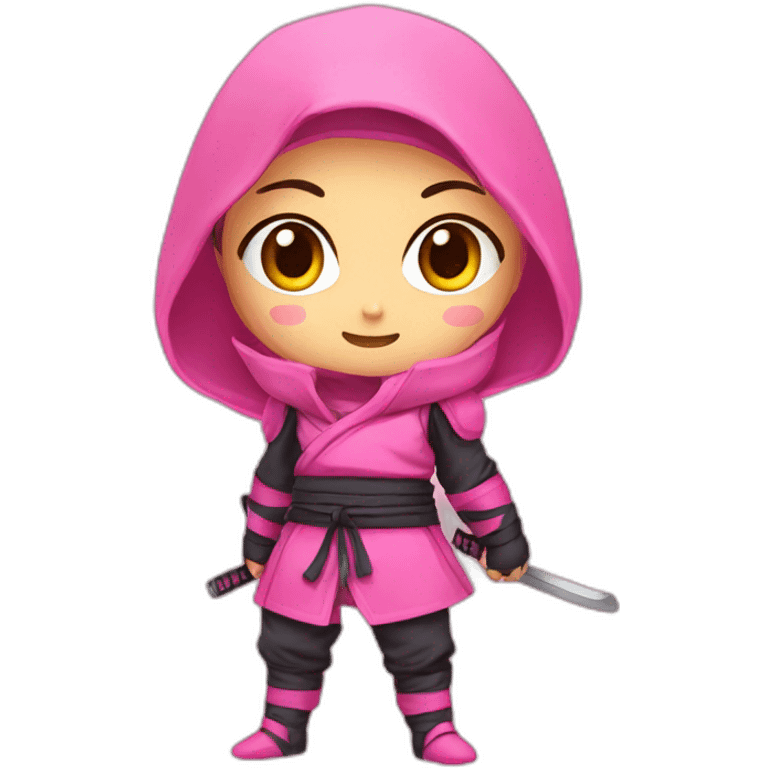 cute ninja anime girl with pink clothes emoji