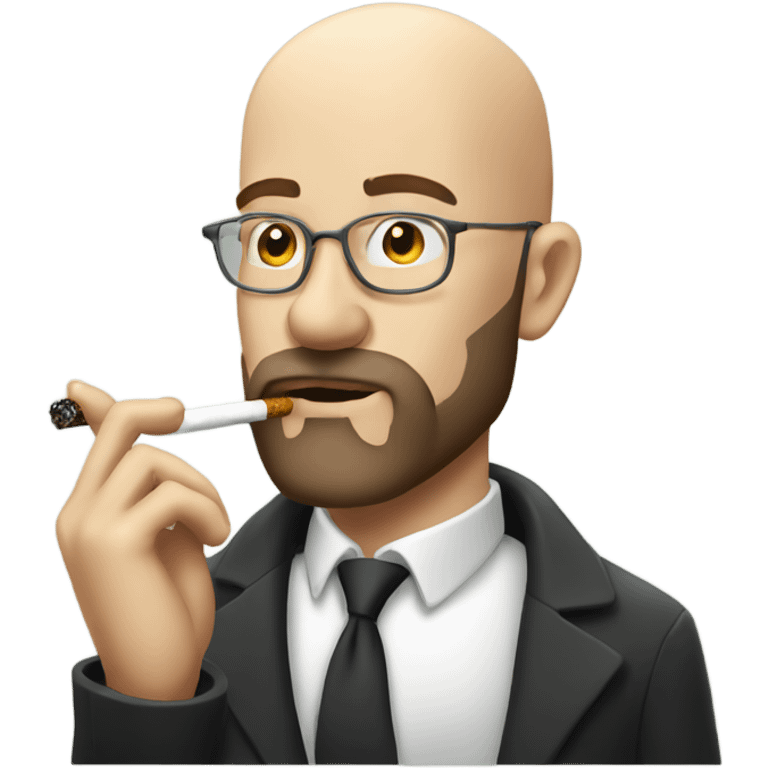 Bald bearded white man smoking cigarette  emoji