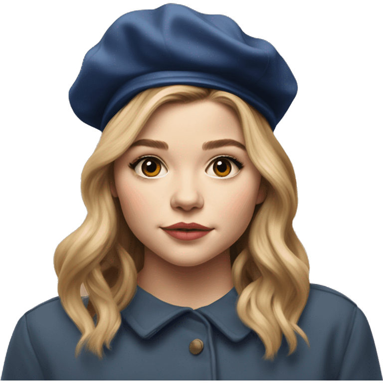 Chloe grace moretz painting while wearing a beret emoji