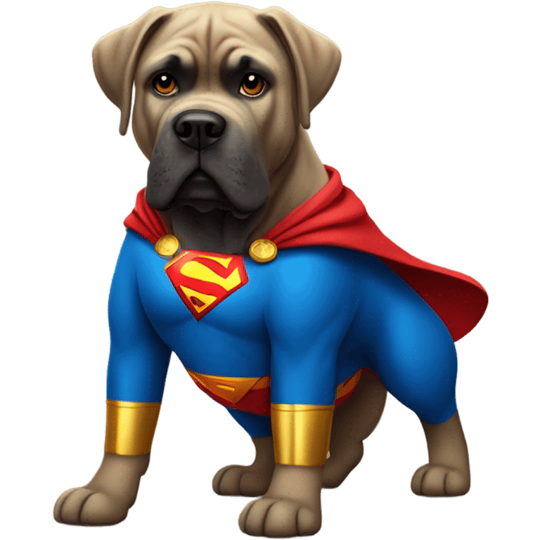  A Gold colored Cane Corso dressed as Superman. emoji